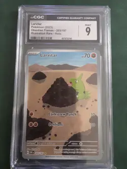 2023 POKEMON TCG LARVITAR 203 OBSIDIAN FLAMES ILLUSTRATION RARE HOLO CGC 9 - Image 1