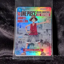 Bandai Namco One Piece CCG Monkey.D.Luffy US Voyage Promo Holo P-055 Card - Image 1
