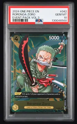 2024 ONE PIECE P-042 EVENT PACK VOL 3 PROMO RORONOA ZORO PSA 10 - Image 1