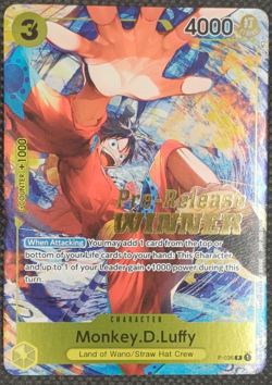 One Piece Monkey.D.Luffy P-036 Pre-Release Tournament Winner - Image 1