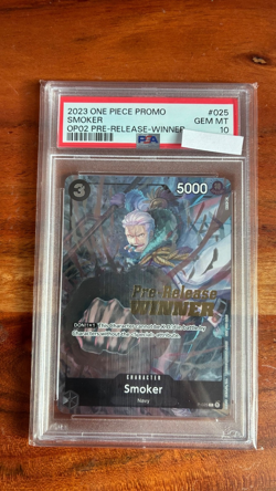 One Piece Smoker PRE-RELEASE WINNER Promo P-025 - PSA 10 GEM MINT - OP02 - Image 1