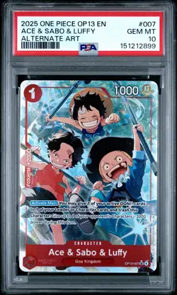2025 ONE PIECE OP13-CARRYING ON HIS WILL ALTERNATE ART ACE & SABO & LUFFY PSA 10 - Image 1