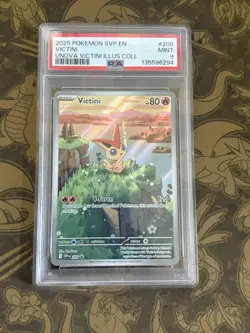 2025 Pokemon Victini #208 Black Star Promo Illustration Rare Unova PSA 9 Mint - Image 2
