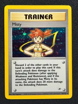 Pokemon TCG Misty Trainer Card Gym Heroes 18/132 Holo Rare WOTC 1999 MP/LP - Image 1