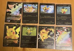 LOT OF 8 POKEMON PIKACHU HP BLACK FOIL FAN CARDS New - Image 1
