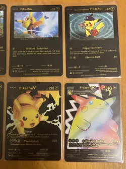 LOT OF 8 POKEMON PIKACHU HP BLACK FOIL FAN CARDS New - Image 2