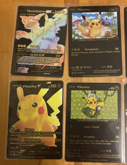 LOT OF 8 POKEMON PIKACHU HP BLACK FOIL FAN CARDS New - Image 3