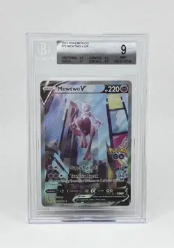 Pokemon Mewtwo V 072/078 Pokemon GO Ultra Rare Full Art Holo Beckett 9 2022 - Image 1