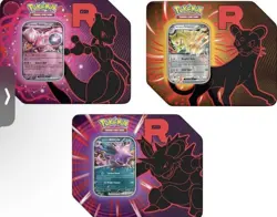 Pokemon TCG Sealed Destined Rivals Team Rocket Tin FULL ART Set of 3 Brand New - Image 1