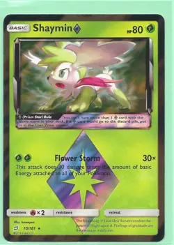 2019 SHAYMIN 10/181- TEAM UP Pokemon Card- PRISM STAR - RARE HOLO -MINT - Image 1
