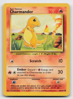 Charmander - 46/102 - Pokemon Base Set Unlimited common Card WOTC LP/NM - Image 1