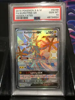 PSA 10 GEM MT - XURKITREE GX Card SV58/SV94 Pokemon TCG Hidden Fates Shiny Vault - Image 1