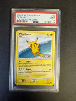 2009 Pokemon Day Pikachu #15/17 POP Series 9 PSA 9 Mint Promo Stamp Rare - Image 1