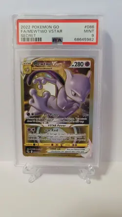 Pokemon GO Mewtwo VStar Secret Rare 086/078 PSA 9 Gold Full Art - Image 1