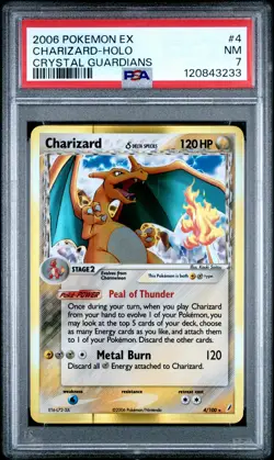 2006 POKEMON EX CRYSTAL GUARDIANS #4 CHARIZARD-HOLO PSA 7 - Image 1