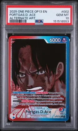 2025 One Piece Portgas D. Ace Leader Alt Art #OP13-002 PSA 10 GEM MINT - Image 1