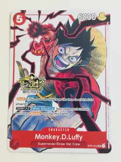 Monkey.D.Luffy SR ST01-012 3rd Anniversary Stamped Bandai One Piece Card - Image 1