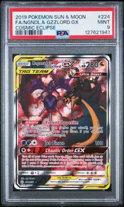 PSA 9 Nagandal & Guzzlord GX 224/236 Cosmic Eclipse 2019 Pokemon Card - Image 1