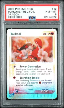 PSA 8 Torkoal Reverse Foil 12/97 EX Dragon 2003 Pokemon Card - Image 1