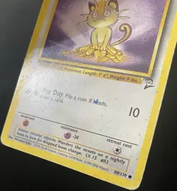 Meowth 080/130 Base Set 2 Regular *DAMAGED* Pokemon Card - Image 4