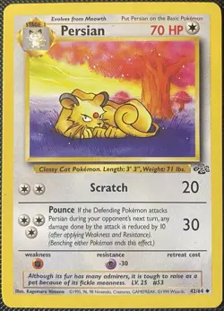 Persian 42/64 Jungle Regular *DAMAGED* Pokemon Card - Image 1