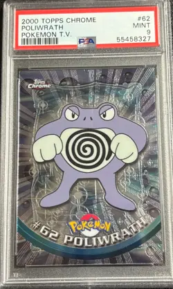 PSA 9 Poliwrath Chrome #62 Pokemon TV Topps 2000 Pokemon Card - Image 1