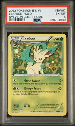 PSA 6 Leafeon Holo BW87 Sylveon Collection Promo 2013 Pokemon Card - Image 1