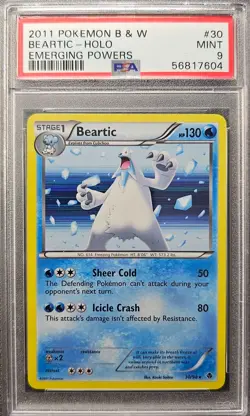 PSA 9 MINT Beartic 30/98 Holo BW Emerging Powers 2011 Pokemon Card - Image 1