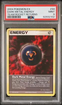 PSA 9 MINT Dark Metal Energy 94/109 EX Team Rocket Returns 2004 Pokemon Card - Image 1