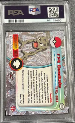 PSA 9 Geodude Chrome #74 Pokemon TV Topps 2000 Pokemon Card - Image 2