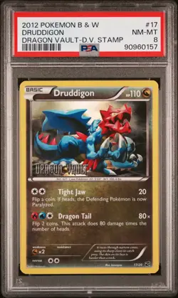PSA 8 Druddigon Reverse Holo 17/20 Dragon Vault 2012 Pokemon Card - Image 1