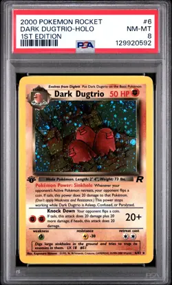 PSA 8 Dark Dugtrio 6/82 1st Edition Team Rocket 2000 Pokemon Card - Image 1