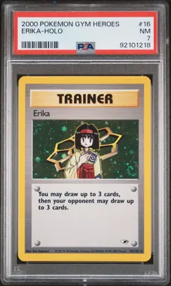 PSA 7 Erika Holo 16/132 Gym Heroes 2000 Pokemon Card - Image 1