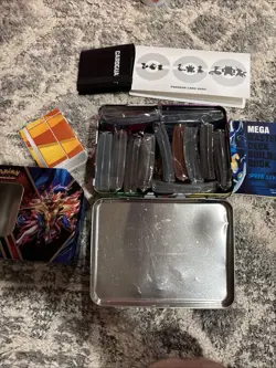 Pokemon cards accessories Lot Dice Pins Tins And Sleeves - Image 1