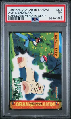 PSA 7 Ash & Snorlax No.238 Bandai Carddass Vending Series 7 1999 Pokemon Card - Image 1