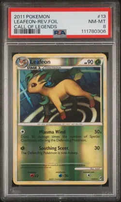 PSA 8 Leafeon Reverse Foil 13/95 Call of Legends Pokemon Card - Image 1