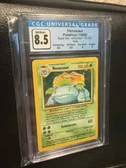 CGC 8.5 Venusaur Base Set Holo 15/102 Unlimited 1999 Pokemon TCG English - Image 1