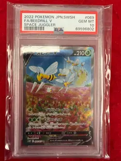 2022 POKEMON JPN SWORD & SHIELD SPACE JUGGLER #069 FULL ART/BEEDRILL V PSA 10 - Image 1