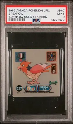 PSA 9 MINT Spearow D87 Super DX Gold Stickers 1999 Amada Pokemon - Image 1