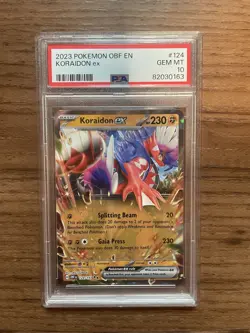 PSA 10 Gem Mint 2023 Pokemon Obsidian Flames Koraidon EX #124/197 Graded - Image 3