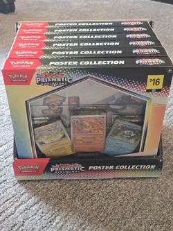 Pokemon Prismatic Evolutions Poster Collection Lot of 6 w/ Display Case - Image 1