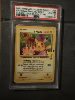 PSA 10 BIRTHDAY PIKACHU 24 CELEBRATIONS CLASSIC COLLECTION POKEMON GEM MINT - Image 1