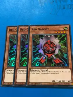 YUGIOH 3x Super Rare Red Gadget FIGA-EN007 1st Edition - Image 1