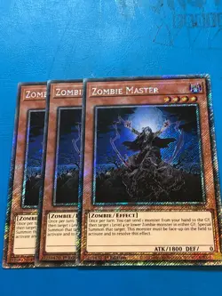 YUGIOH 3x Platinum Secret Rare Zombie Master RA03-EN185 1st Edition - Image 1