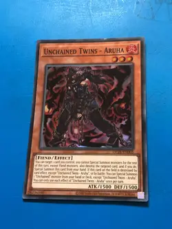 YUGIOH Super Rare Unchained Twins - Aruha OP24-EN005 PLAYED - Image 1