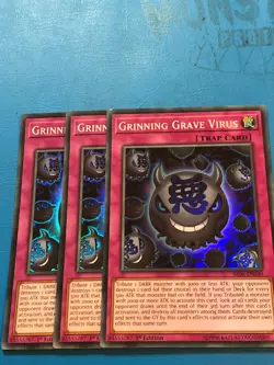 YUGIOH 3x Super Rare Grinning Grave Virus SR06-EN030 1st Edition - Image 1