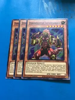 YUGIOH 3x Super Rare Dinowrestler Iguanodraka DAMA-EN0945 1st Edition - Image 1