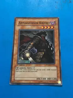 YUGIOH Super Rare Armageddon Knight PTDN-EN021 1st Edition PLAYED - Image 1