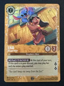 Disney Lorcana Lilo Escape Artist 25/P2 EN 6 Golden Glitter Foil NM - Image 1
