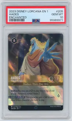 Disney Lorcana: 2023 EN1 - Hades King of Olympus Enchanted 205/204 (PSA 10) - Image 1